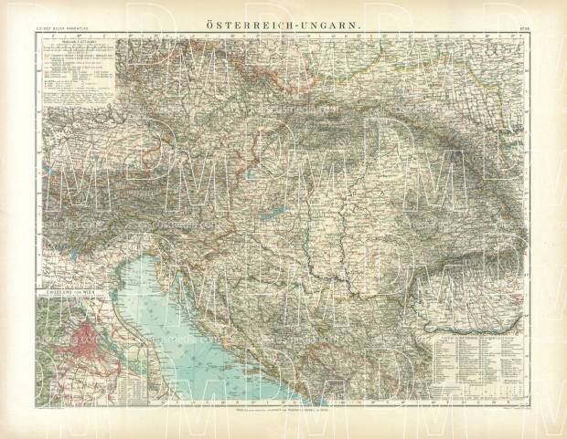 Austria on the general map of the Austro-Hungarian Empire, 1905. Use the zooming tool to explore in higher level of detail. Obtain as a quality print or high resolution image