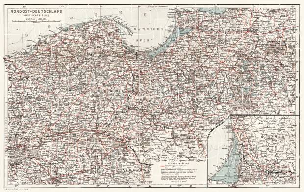 East Prussia on the map of German northeastern regions, 1911. Use the zooming tool to explore in higher level of detail. Obtain as a quality print or high resolution image