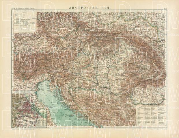 Austria-Hungary Map (in Russian), 1910. Use the zooming tool to explore in higher level of detail. Obtain as a quality print or high resolution image