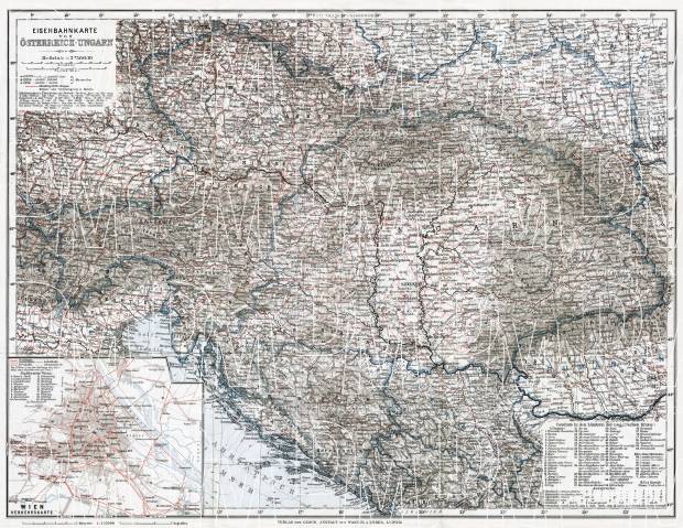 Macedonia on the railway map of Austria-Hungary and surrounding states, 1910. Use the zooming tool to explore in higher level of detail. Obtain as a quality print or high resolution image