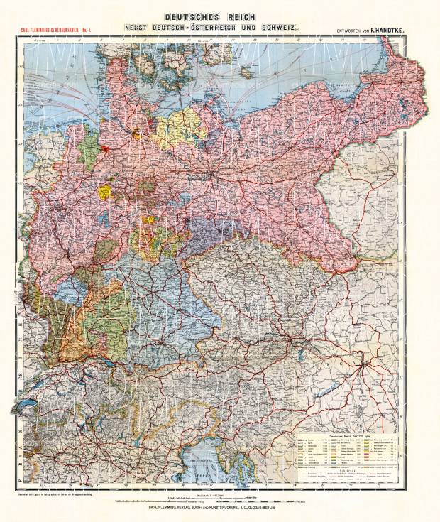 German Empire General Map, 1903. Use the zooming tool to explore in higher level of detail. Obtain as a quality print or high resolution image