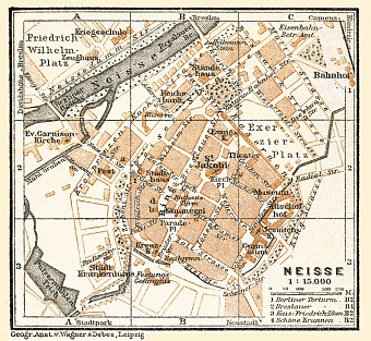 Neisse (Neiße, Nysa) town plan, 1911