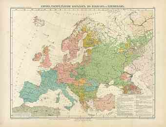 Europe Nation and Language Map (in Russian), 1910