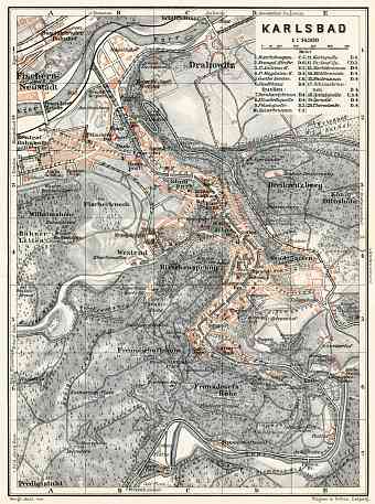 Karlsbad (Karlový Vary) city map, 1910