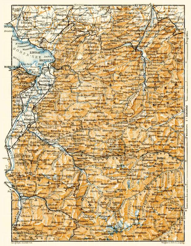 Vorarlberg Province map, 1906. Use the zooming tool to explore in higher level of detail. Obtain as a quality print or high resolution image
