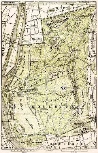 Bois de Boulogne - the Boulogne Woods map, 1903