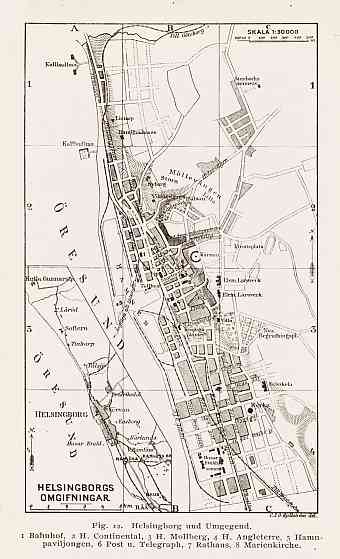 Hälsingborg (Helsingborg) and environs map, 1899