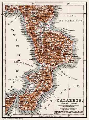 Calabrian Peninsula map, 1912