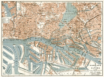 Hamburg and Altona city map, 1911