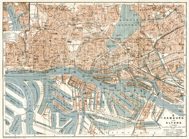 Hamburg and Altona city map, 1911. Use the zooming tool to explore in higher level of detail. Obtain as a quality print or high resolution image