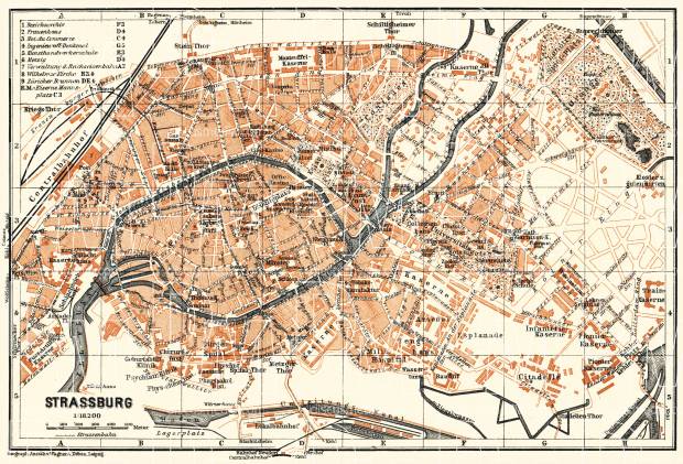 Strassburg (Strasbourg) city map, 1905. Use the zooming tool to explore in higher level of detail. Obtain as a quality print or high resolution image