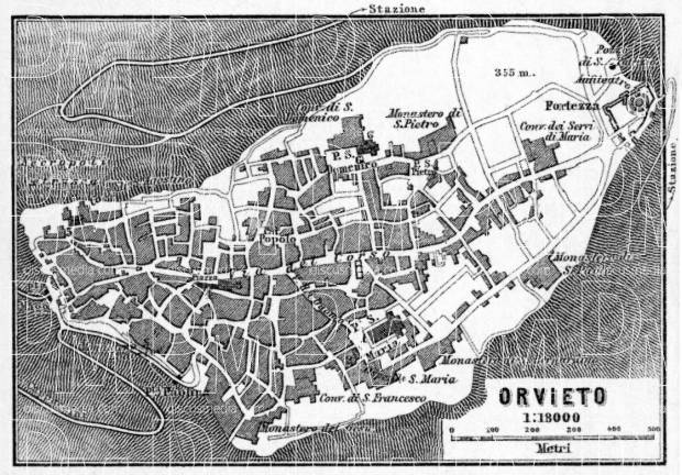 Orvieto city map, 1898. Use the zooming tool to explore in higher level of detail. Obtain as a quality print or high resolution image