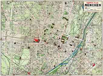 München (Munich) city map, 1912