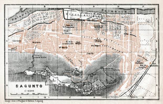 Sagunto city map, 1913. Use the zooming tool to explore in higher level of detail. Obtain as a quality print or high resolution image