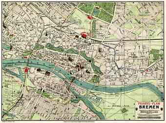 Bremen city map, about 1912