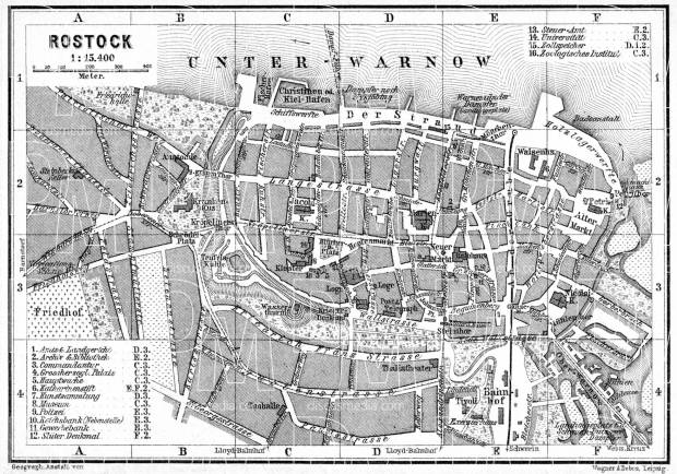 Rostock city map, 1887. Use the zooming tool to explore in higher level of detail. Obtain as a quality print or high resolution image