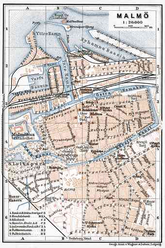 Malmö city map, 1911