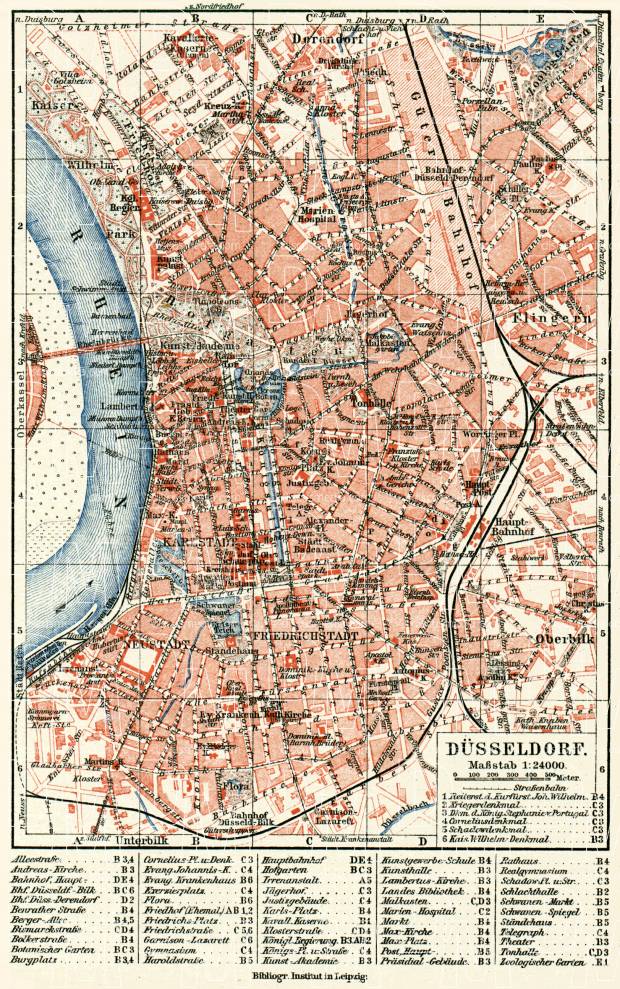 Düsseldorf city map, about 1900. Use the zooming tool to explore in higher level of detail. Obtain as a quality print or high resolution image