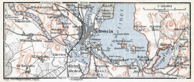 Schwerin environs map, 1911. Use the zooming tool to explore in higher level of detail. Obtain as a quality print or high resolution image