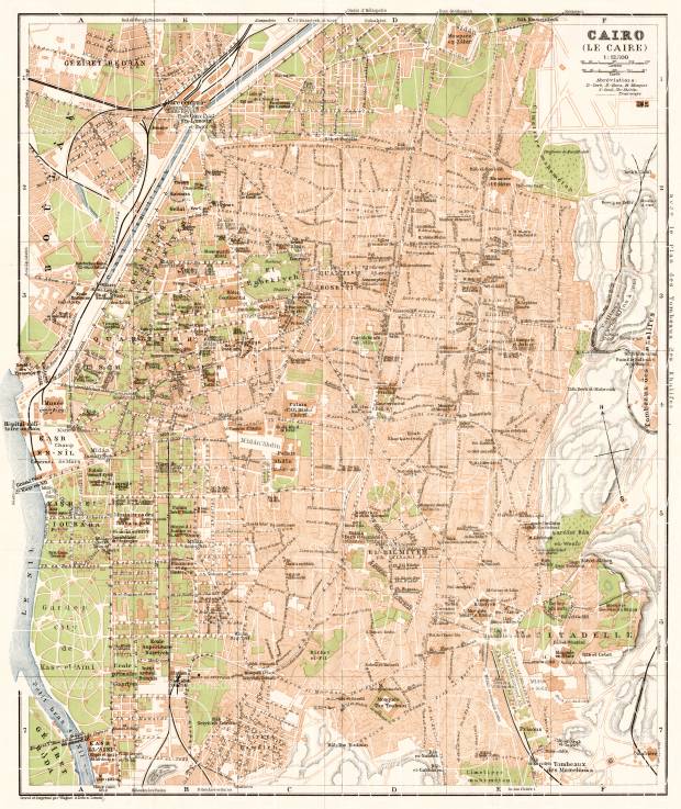 Cairo (القاهرة, al-Qāhirah) city map, 1911. Use the zooming tool to explore in higher level of detail. Obtain as a quality print or high resolution image