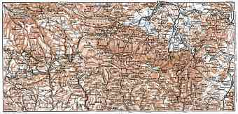 South Poland on the Karkonosze (Krkonoše, Riesengebirge) mountains map, 1911