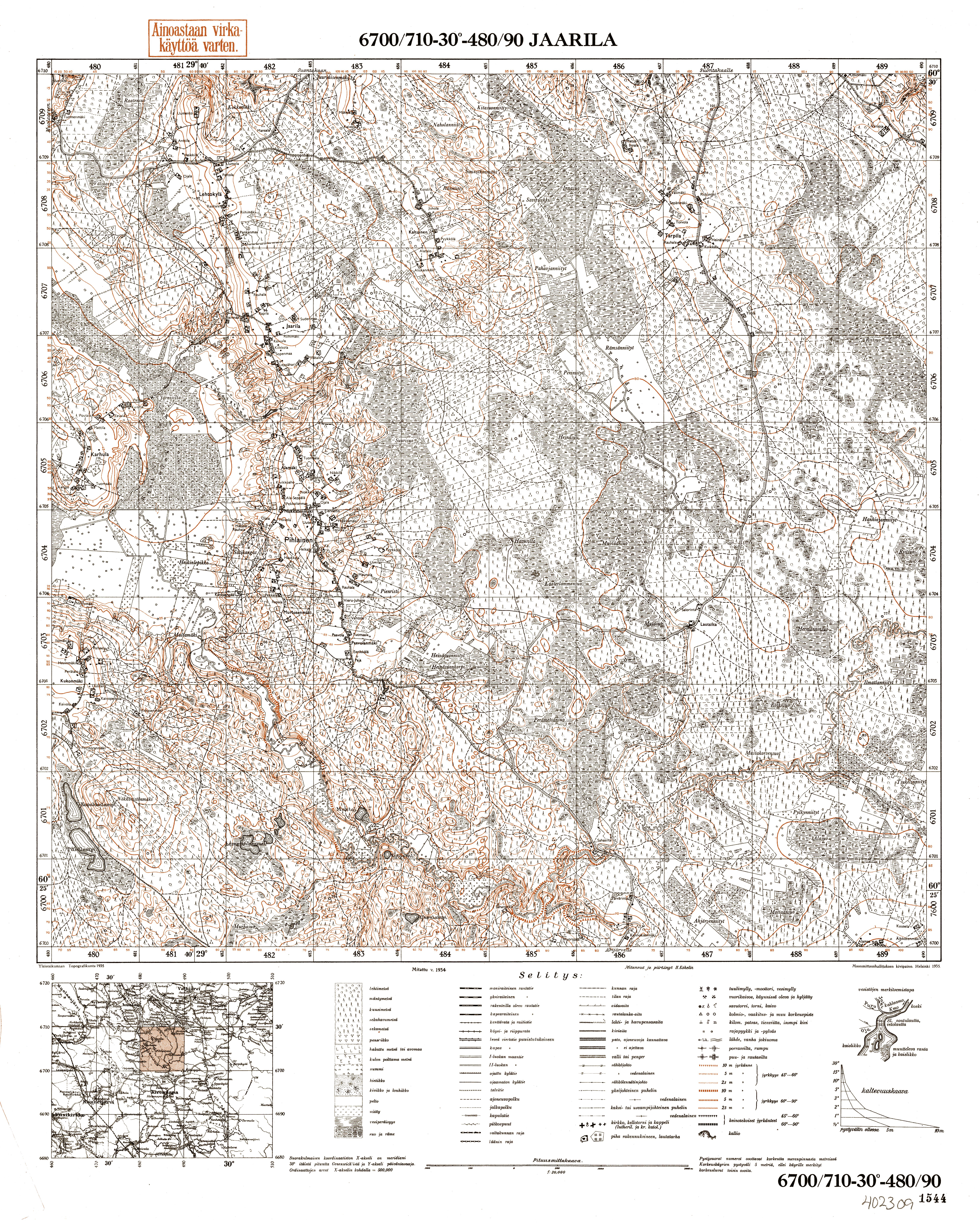 Kljutši Village Site. Jaarila. Topografikartta 402309. Topographic map from 1940. Use the zooming tool to explore in higher level of detail. Obtain as a quality print or high resolution image