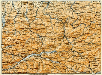 Map of the Steyr and Austrian Alps (Steirische und Österreichische Alpen) from Wiener-Neustadt to Aussee, 1906