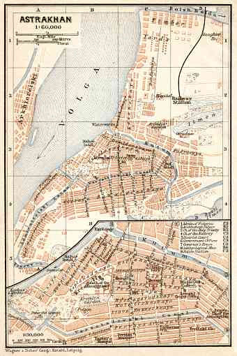 Astrakhan (Астрахань) city map, 1914