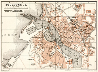 Boulogne-sur-Mer city map, 1909