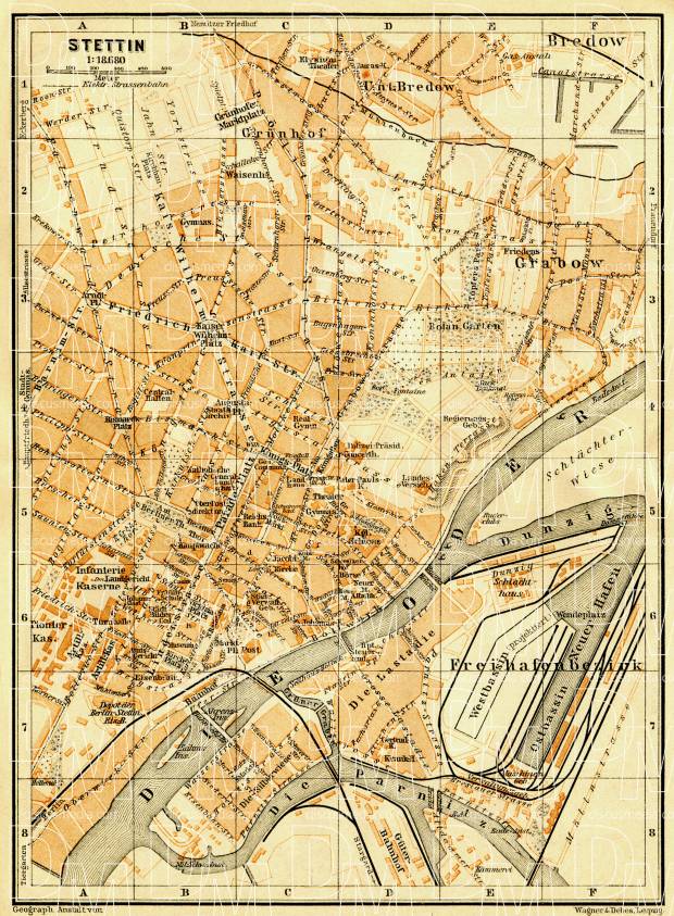 Stettin (Szczecin) city map, 1906. Use the zooming tool to explore in higher level of detail. Obtain as a quality print or high resolution image
