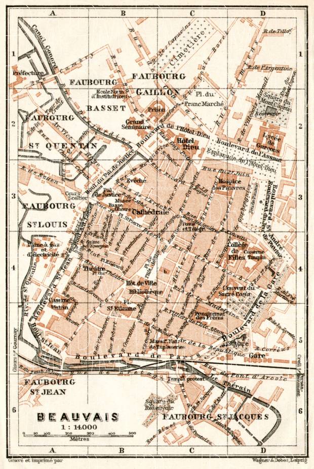 Beauvais city map, 1909. Use the zooming tool to explore in higher level of detail. Obtain as a quality print or high resolution image