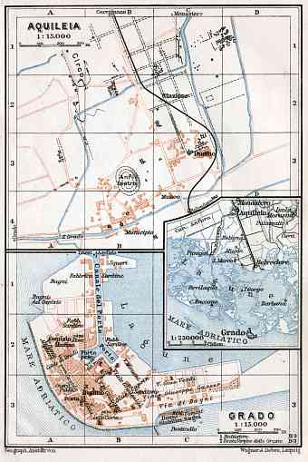 Aquileja and Grado town plans, 1910