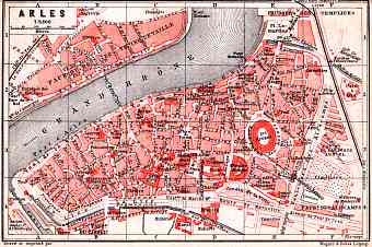 Arles city map, 1885