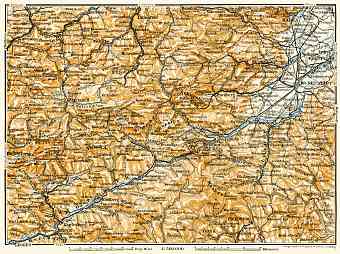 Map of the Steyr (Steirische) and Austrian (Österreichische) Alps from Wiener-Neustadt to Leoben, 1906