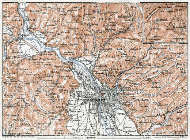 Graz region map, 1910. Use the zooming tool to explore in higher level of detail. Obtain as a quality print or high resolution image