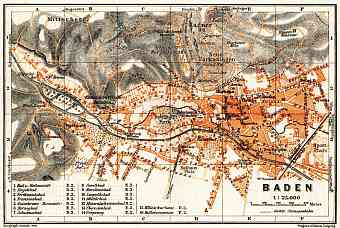 Baden to Vienna (Baden bei Wien), town plan, 1913