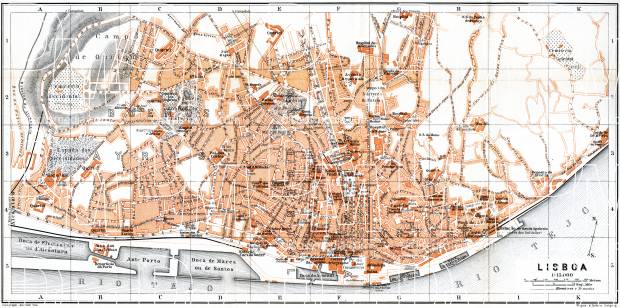 Lisbon (Lisboa) city map, 1899. Use the zooming tool to explore in higher level of detail. Obtain as a quality print or high resolution image