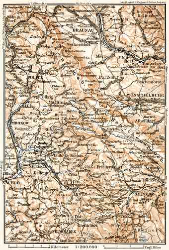 Heuscheur-Gebirge (Stołowe Mountains, Góry Stołowe, Stolové hory) map, 1911