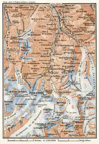Arolla River Valley map, 1909