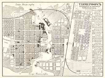 Tampere (Таммерфорсъ, Tammerfors) city map (in Russian), 1913