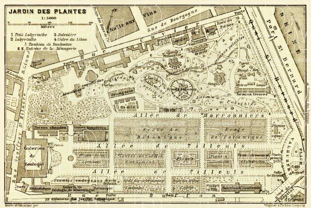 Jardin des Plantes - Botanical Garden map, 1903. Use the zooming tool to explore in higher level of detail. Obtain as a quality print or high resolution image