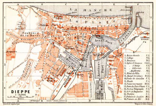 Dieppe city map, 1910. Use the zooming tool to explore in higher level of detail. Obtain as a quality print or high resolution image