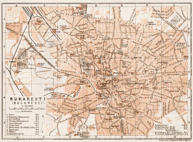 Bucharest (Bucureşti) city map, 1914. Use the zooming tool to explore in higher level of detail. Obtain as a quality print or high resolution image