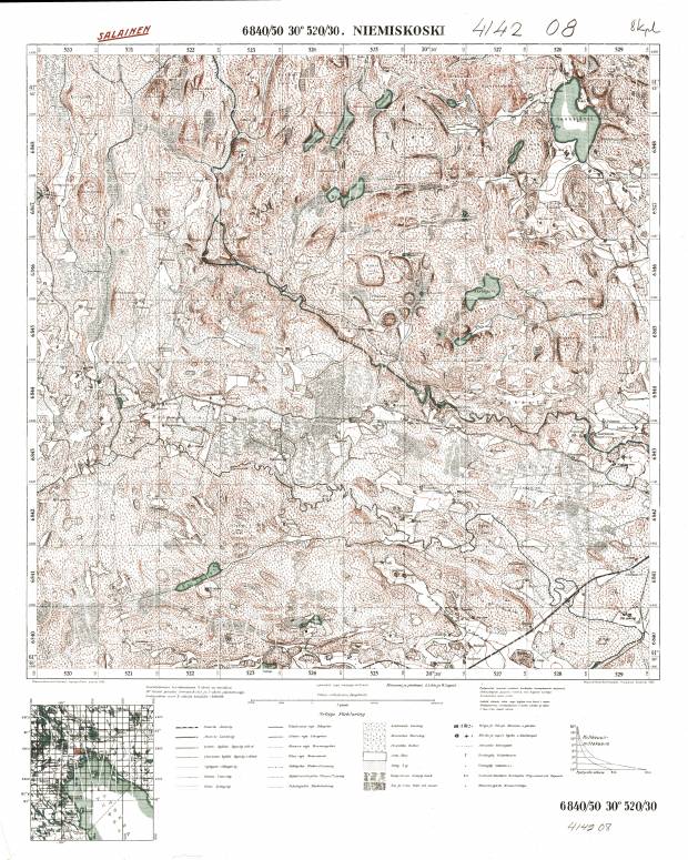 Niemiskoski Village Site and Rapids. Niemiskoski. Topografikartta 414208. Topographic map from 1928. Use the zooming tool to explore in higher level of detail. Obtain as a quality print or high resolution image
