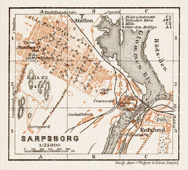 Sarpsborg city map, 1931. Use the zooming tool to explore in higher level of detail. Obtain as a quality print or high resolution image