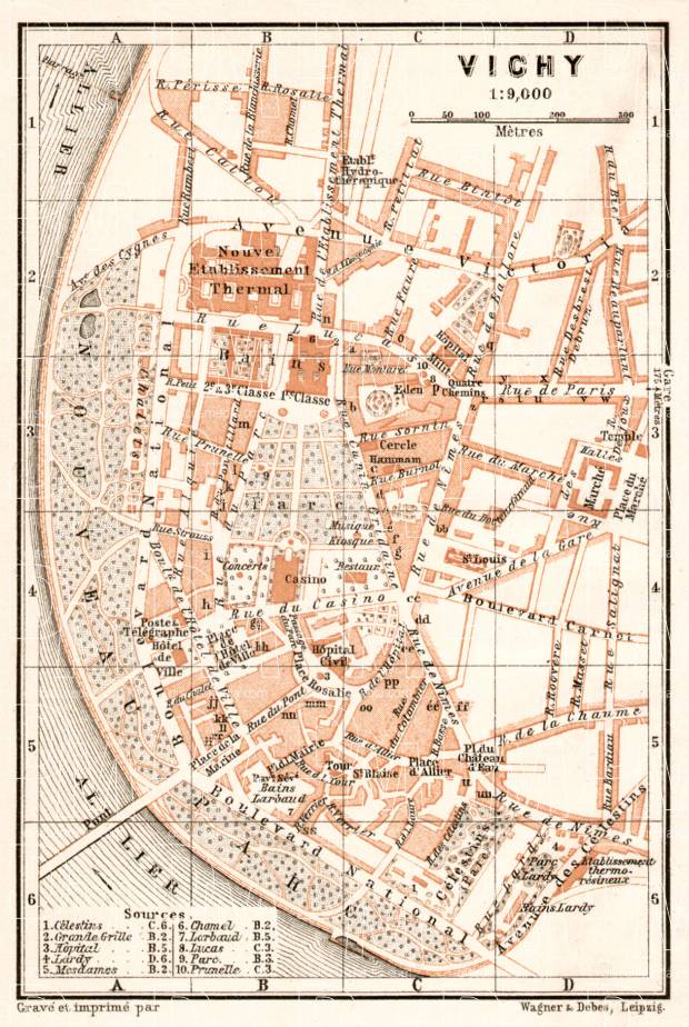 Vichy city map, 1902. Use the zooming tool to explore in higher level of detail. Obtain as a quality print or high resolution image