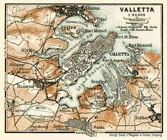 Valletta environs map, 1929