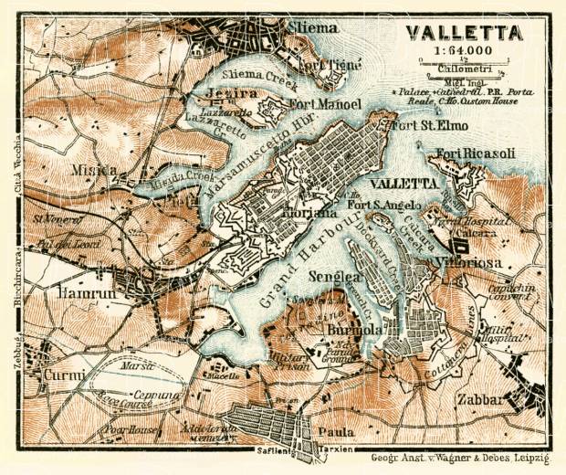 Valletta environs map, 1929. Use the zooming tool to explore in higher level of detail. Obtain as a quality print or high resolution image