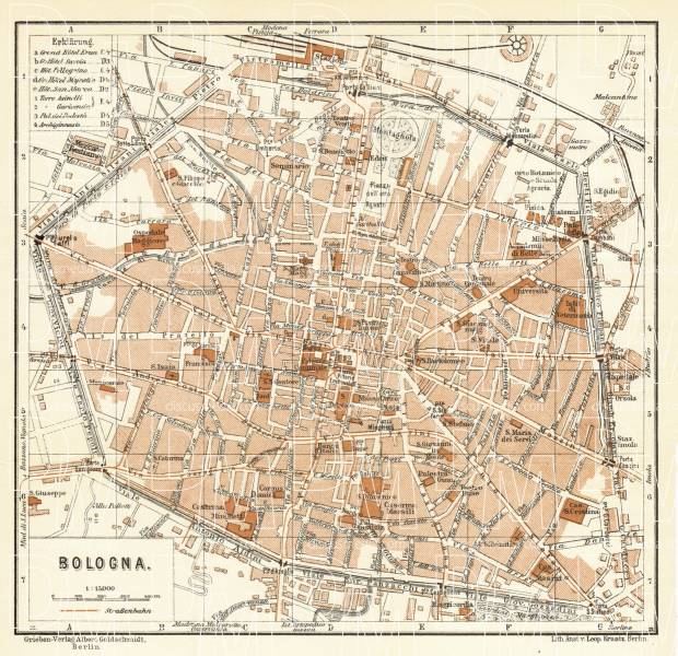 Bologna city map, 1929. Use the zooming tool to explore in higher level of detail. Obtain as a quality print or high resolution image