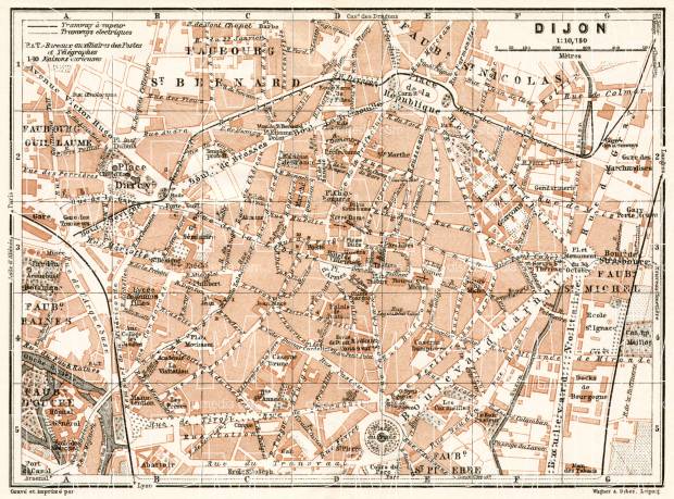 Dijon city map, 1909. Use the zooming tool to explore in higher level of detail. Obtain as a quality print or high resolution image